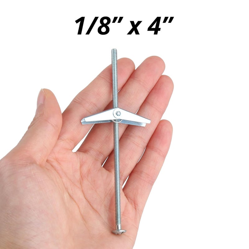 HASWARE Toggle Bolt Zinc Plated Steel and Wing Nut for Hanging Heavy Items on Drywall 1/8 x4 (25 Pack) - Image 5